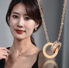 ヒット商品 ピンクゴールド ジルコニア ネックレス プレゼント 男女兼用