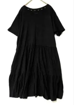 GAP ギャザー Tシャツワンピース 半袖 ブラック XL 黒のサムネイル