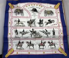 HERMES エルメス カレ90 カレド・ノワール スカーフ　乗馬　騎士