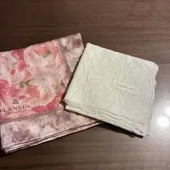 ①LANVIN 大判ハンカチ②sophisty 白2枚まとめて