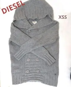 DIESEL グレー　フード付きニットセーター XXS