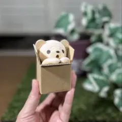 木彫り/くま/あんぐり/ダンボール箱/手作り/木工雑貨