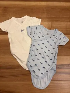 プチバトー ベビー肌着2枚セット クジラ柄 6m