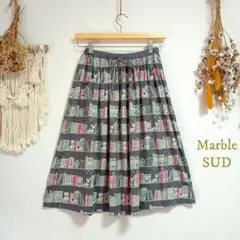 マーブルシュッドMarbleSUDブックシェルフプリントスカート 灰色のサムネイル