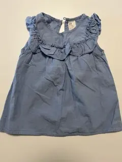 H&M フリル付き青ノースリーブワンピース　86