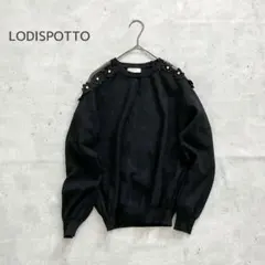 美品✨ロディスポット 肩レース フラワーパールニット ブラック Mサイズ
