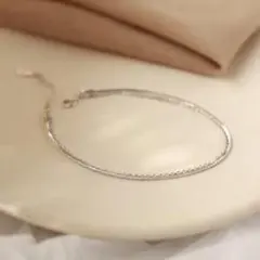 シルバー 二連 ブレスレット シンプル レディース 上品 チェーンブレスレット