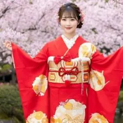 振袖　完全フルセット　26点　成人式　結婚式　前撮り　赤　レッド　ゴールド