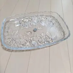 曽我ガラス　大皿　バラ薔薇