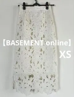 【美品】BASEMENT online レースタイトスカート ホワイト 花柄XS