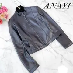 美品　ANAYI アナイ　ノーカラー　ラムレザー　シングル　ライダースジャケット