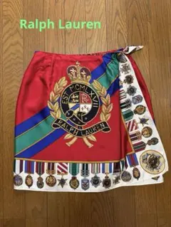 希少 Ralph Lauren メダルプリントひざ丈巻きスカート ヴィンテージ