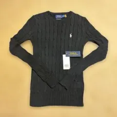 POLO ラルフ ローレン ピマコットン ケーブルニットセーター 黒白 XS正規