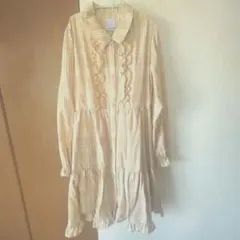 アクシーズチェック柄フリル長袖ワンピース