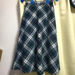 【2/25処分】GU タータンチェック柄 フレアスカート グリーン Sサイズ