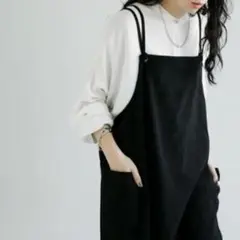 ビッグポケット オーバーオールスカート ブラック