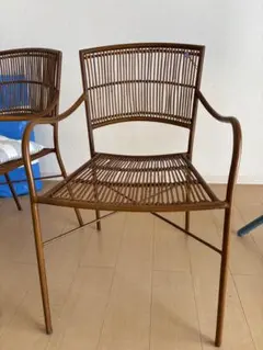 新品】 ラタン 座椅子 ジャガード生地 和モダン ローチェア 籐家具