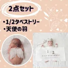 天使の羽　ハーフバースデー タペストリー 　セルフ撮影　6か月　ベビーフォト