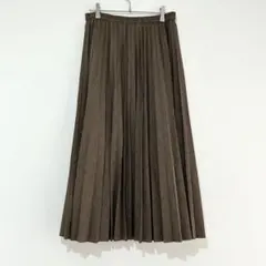 n1469【ユニクロ】プリーツロングスカート（L）ブラウン チェック 総柄