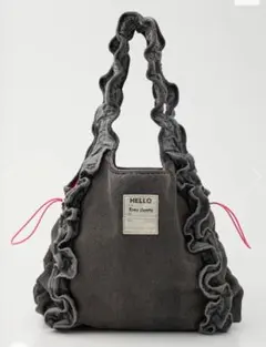 ロデオクラウンズ デニムフリルギャザートートバッグ BLACK