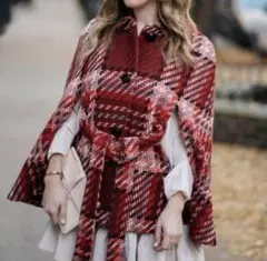 9316. 【極美品】kate spade チェック ケープコート