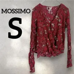 MOSSIMO 【S】花柄 赤 長袖 Vネック シャツ カシュクールのサムネイル