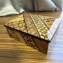 箱根寄木細工 小物入れ ジュエリーボックス ミラー付き 木製工芸品