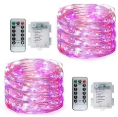 フェアリーランプ 2セット 電池式 16フィート LED リモコン 装飾ランプ