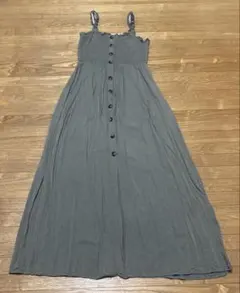 SHEIN シーン キャミワンピース ロング丈 カーキ フロントボタン Mサイズ