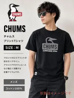 【美品】CHUMS チャムス Tシャツ 半袖 ブラック メンズ M ロゴ