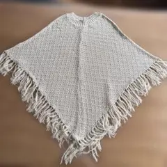 COMME CA ISM フリンジ付きポンチョ