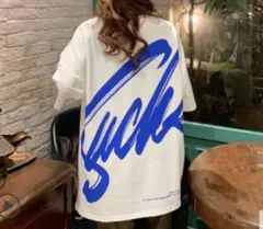 大人気☆派手プリントTシャツ　ビッグシルエット 半袖 バックプリント 韓国