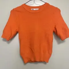 ZARA オレンジ ニット 半袖 トップス