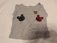 【hotb】グレーの長袖Tシャツ（クマ刺繍）