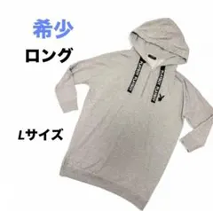 美品【プレイボーイ 】ロング丈パーカー グレー バックプリント 刺繍 春Ｌのサムネイル