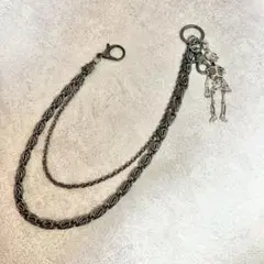 ウォレットチェーン　骸骨　スカル　パンク　y2k シルバー　アクセ ブラック
