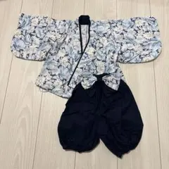 ベビー袴　男の子　花柄　青　お食い初め　100日　初節句　ひな祭り