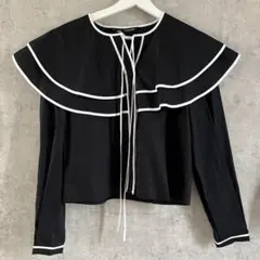 ZARA フリルブラウス　ブラック　新品未使用タグ付き