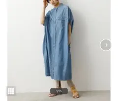 新品タグ付き◇ロデオクラウンズ ワイドボウル　ノーカラードルマンシャツワンピース