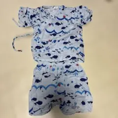 クジラ柄甚平 水色　男の子