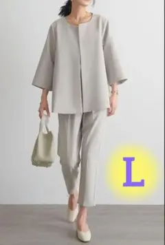 フォーマルスーツ ベージュ L 卒業 卒園 入学 入園 パンツスーツ カジュアル