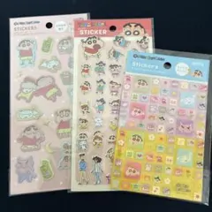クレヨンしんちゃん シール3点セット ふわふわ、ぷっくり、タイルシール　セリア
