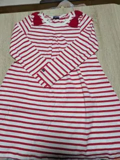 moujonjon 赤白ストライプ ワンピース 130