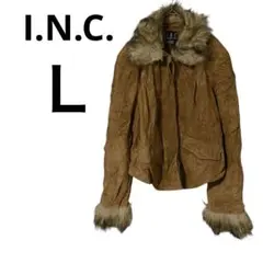 美品✨I.N.C. 【L】ファー付き ブラウン ジャケット レディース 冬服