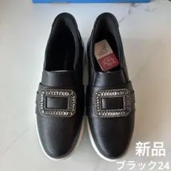 CEDAR CREST スパットシューズ（厚底スリッポン)ブラック 新品24cmのサムネイル