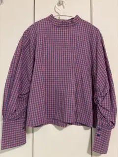 cepo aolt セポ　チェック柄ブラウス ピンク ネイビー