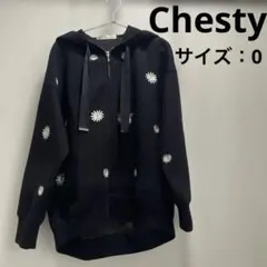 Chesty チェスティ 黒 花柄刺繍フーディー パーカー 0のサムネイル