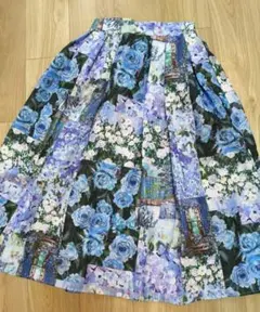 axes femme 薔薇柄プリントスカート　ウエストゴム