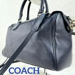 美品✨ コーチ ミニベネット ショルダーバッグ ミニボストン 2way 本革 紺