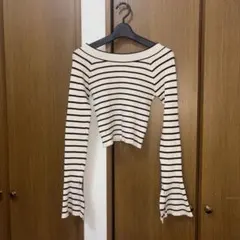 Chicoストライプ フレアスリーブ クロップドニットのサムネイル